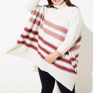 Loft Plus Sweater Poncho with Neutral Stripes